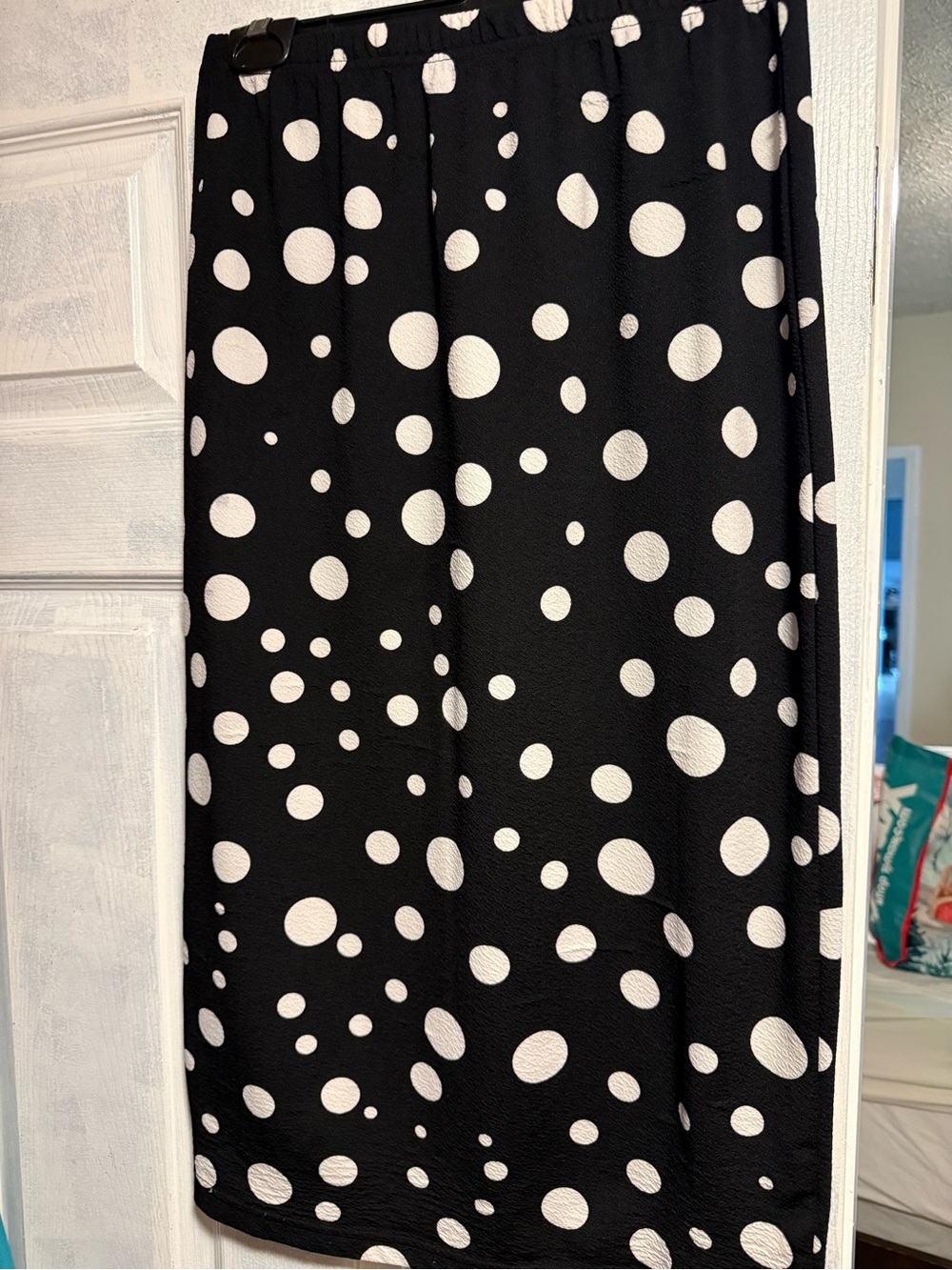 Polka Dot Midi Skirt in Black and White